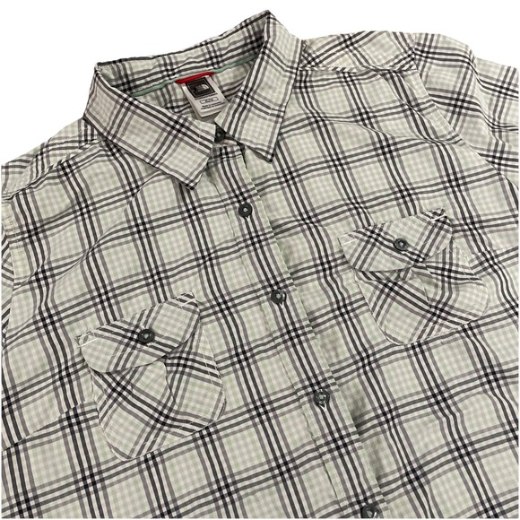 The North Face Tops - The North Face Women's XL Plaid Shirt Green Gray Button Front Outdoor Hiking